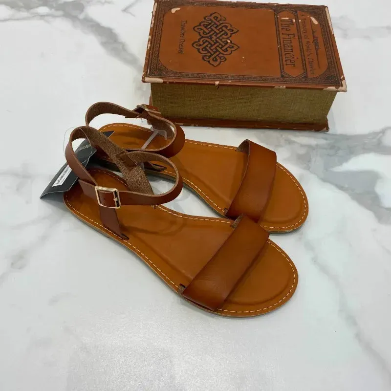 AMOZAE-- Fashionable Flat Heel Roman Sandals with Clip Toe