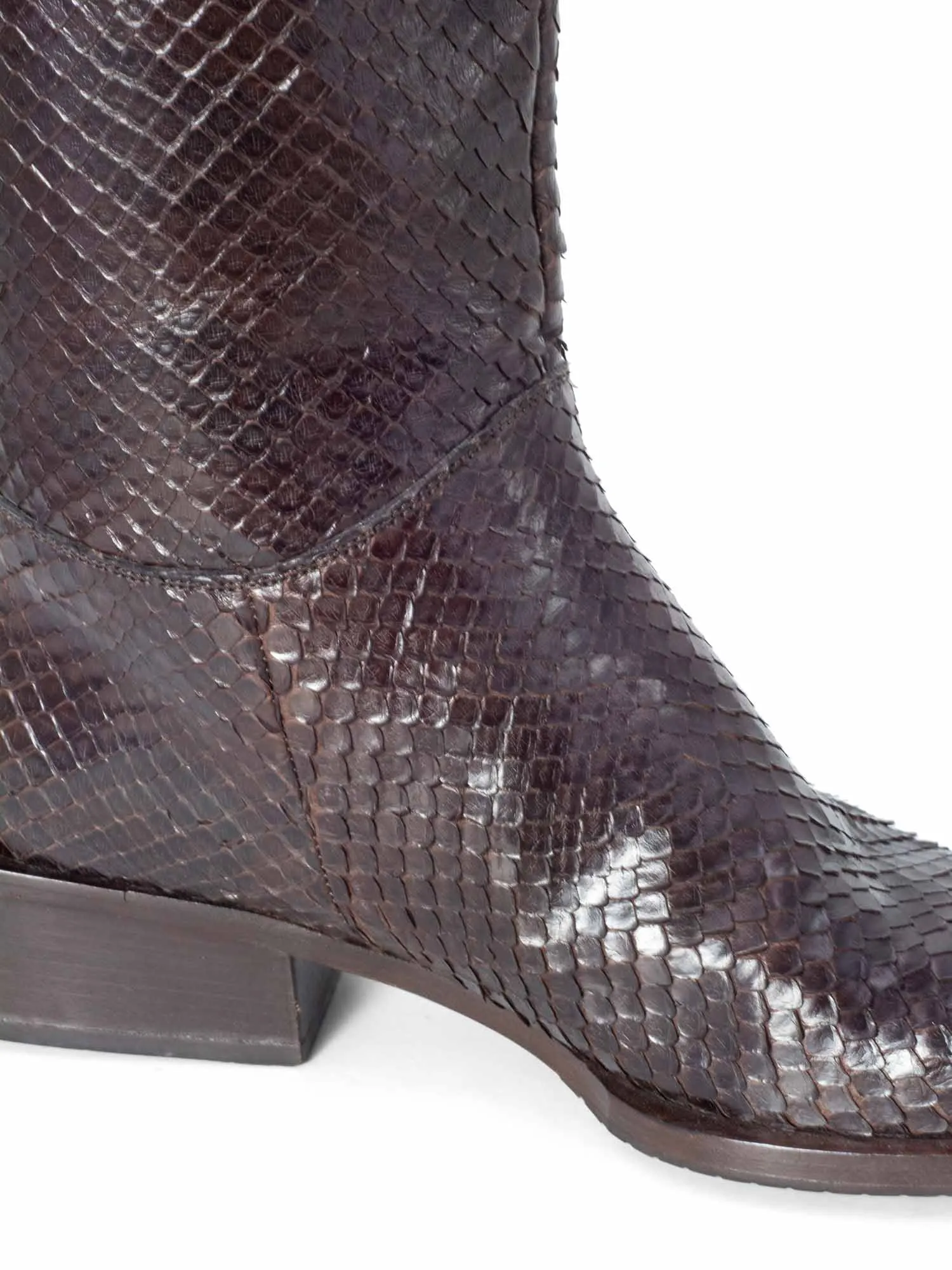 Bally Genuine Snakeskin Riding Flat Boots Brown