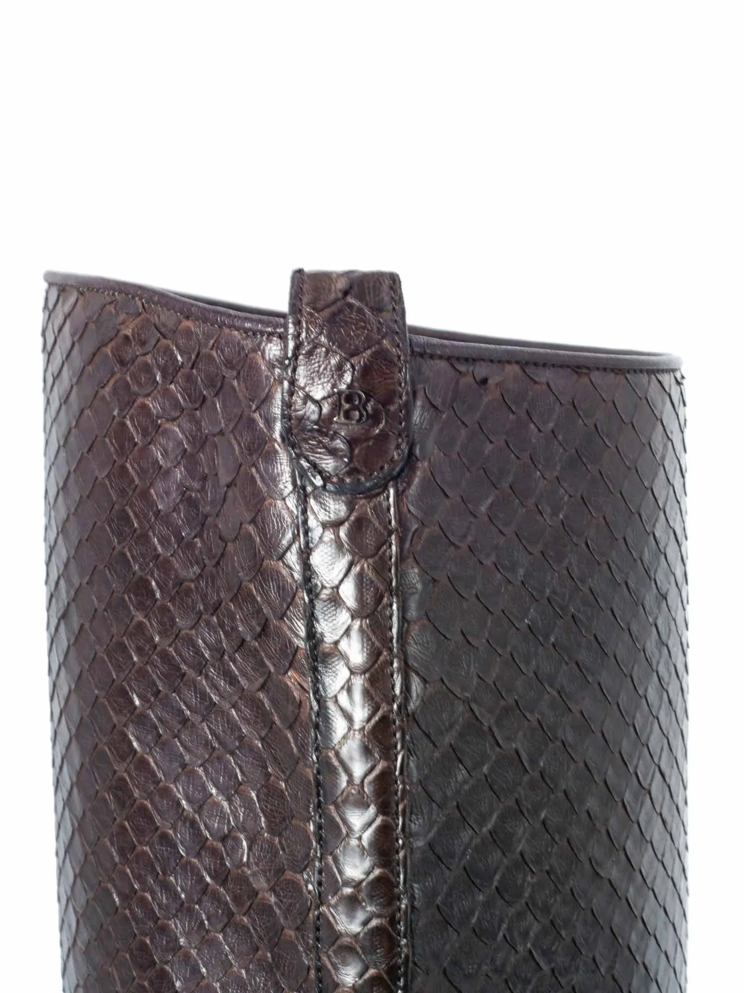 Bally Genuine Snakeskin Riding Flat Boots Brown