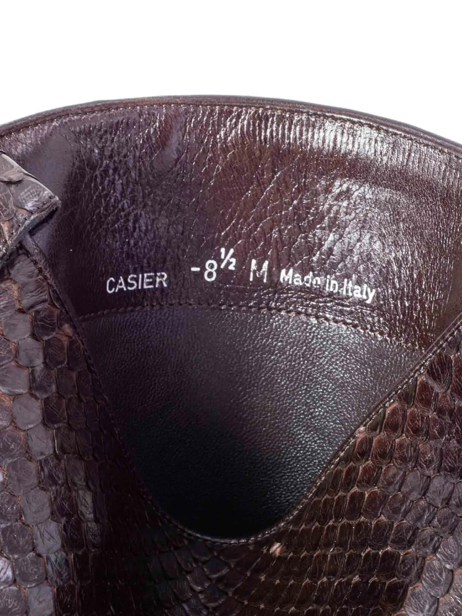 Bally Genuine Snakeskin Riding Flat Boots Brown
