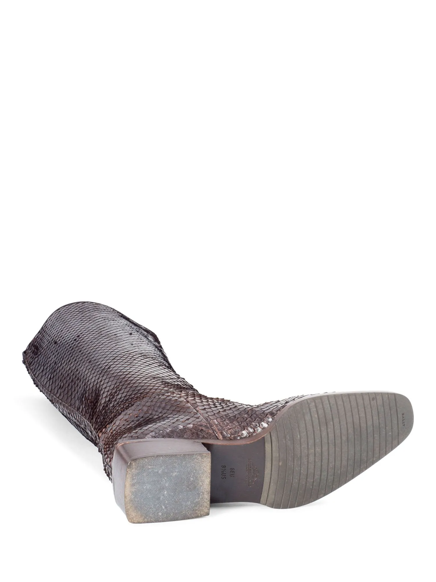 Bally Genuine Snakeskin Riding Flat Boots Brown