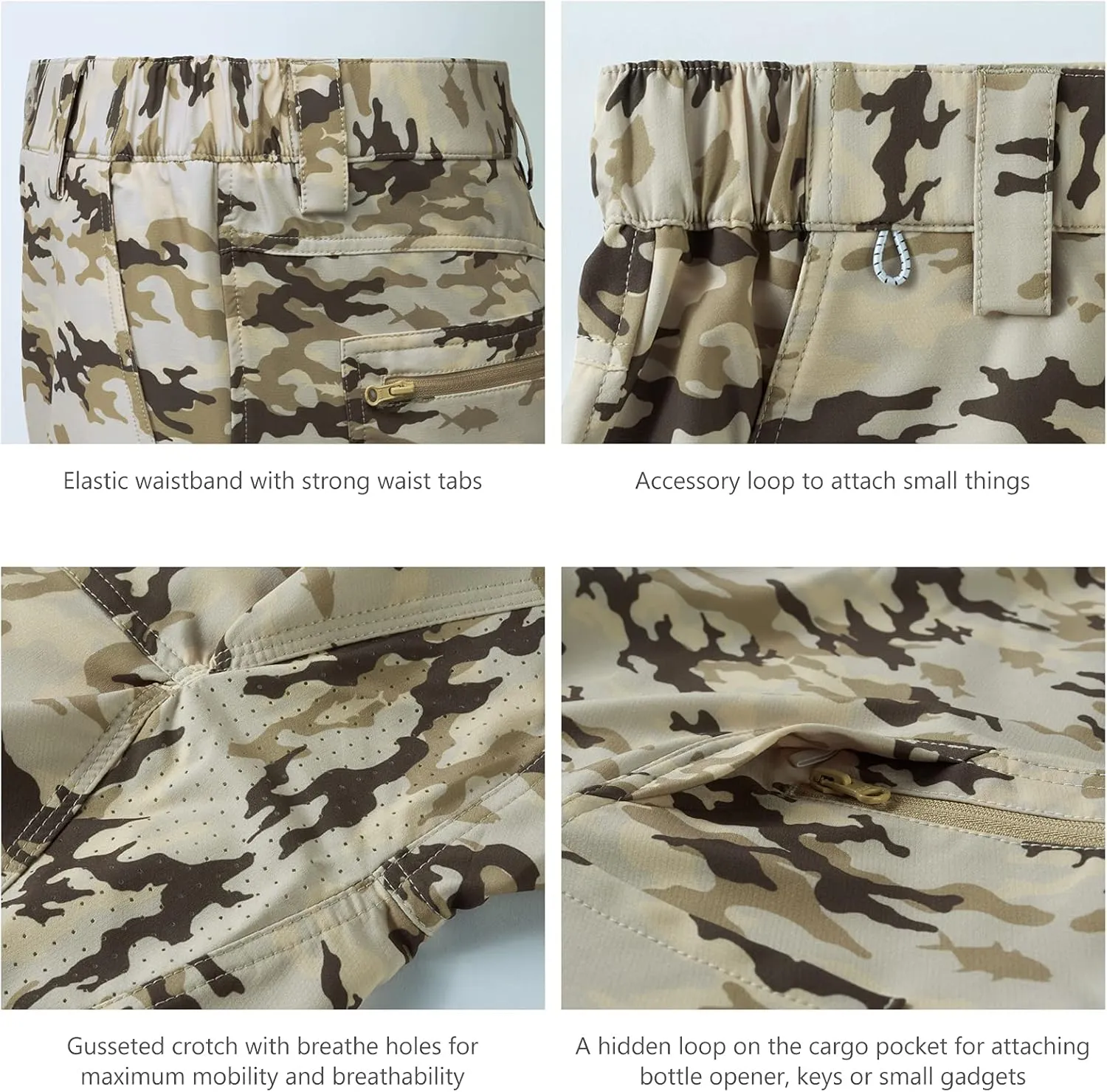 BASSDASH 10.5?? Mens Fishing Cargo Shorts Quick Dry UPF 50  Water Resistant FP01M