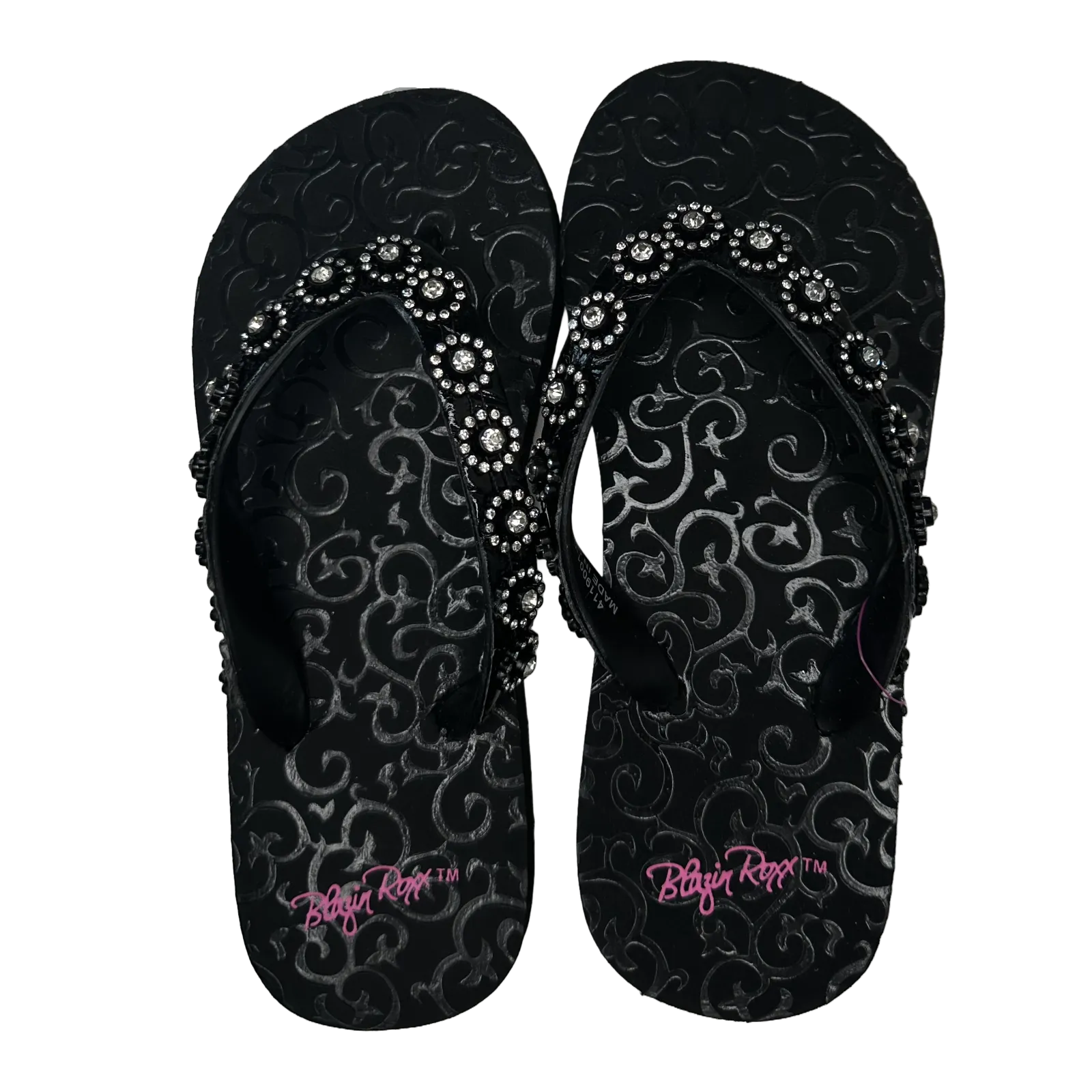Blazin Rox Ladies Black Studded Diamond Flip Flop Sandals 4119001-5