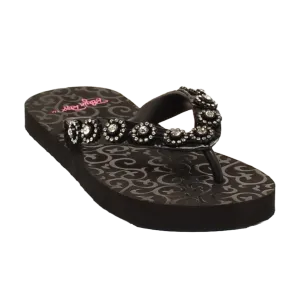 Blazin Rox Ladies Black Studded Diamond Flip Flop Sandals 4119001-5