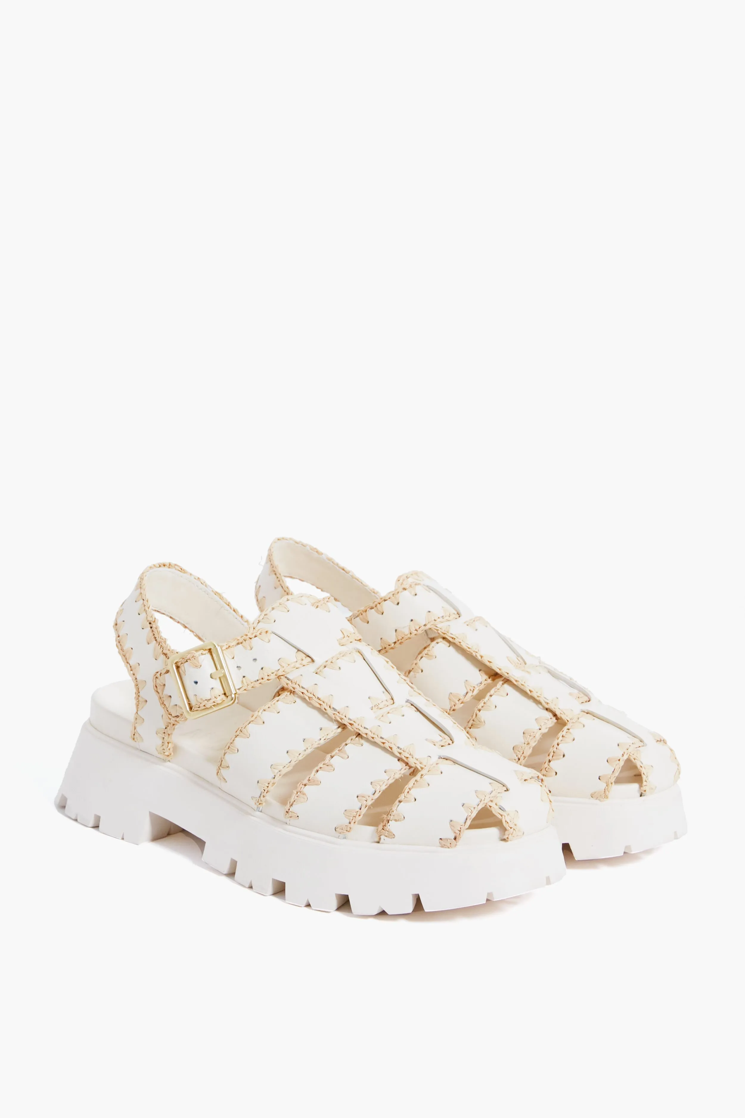 Cream Leather Talia Platform Fisherman Sandal