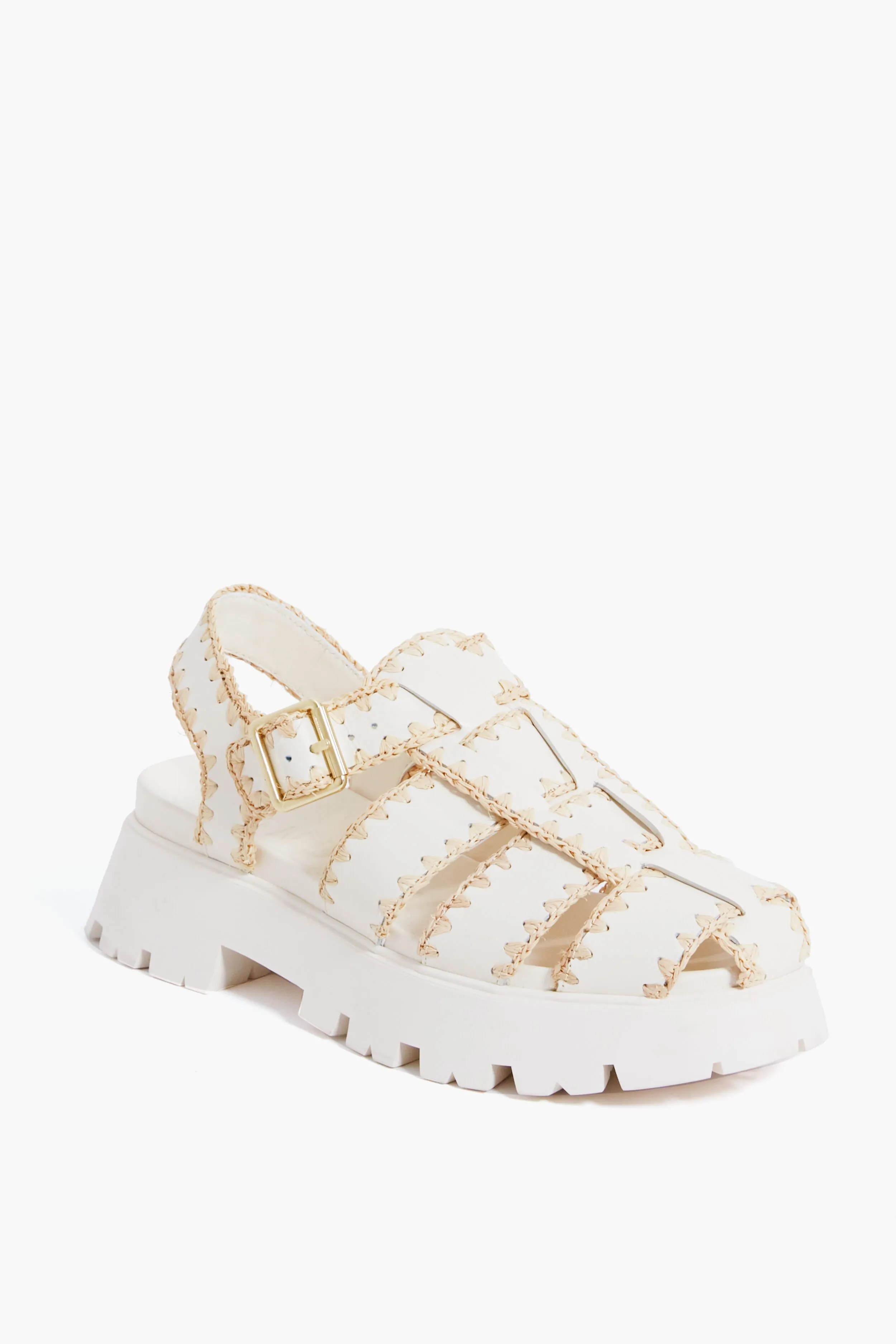 Cream Leather Talia Platform Fisherman Sandal