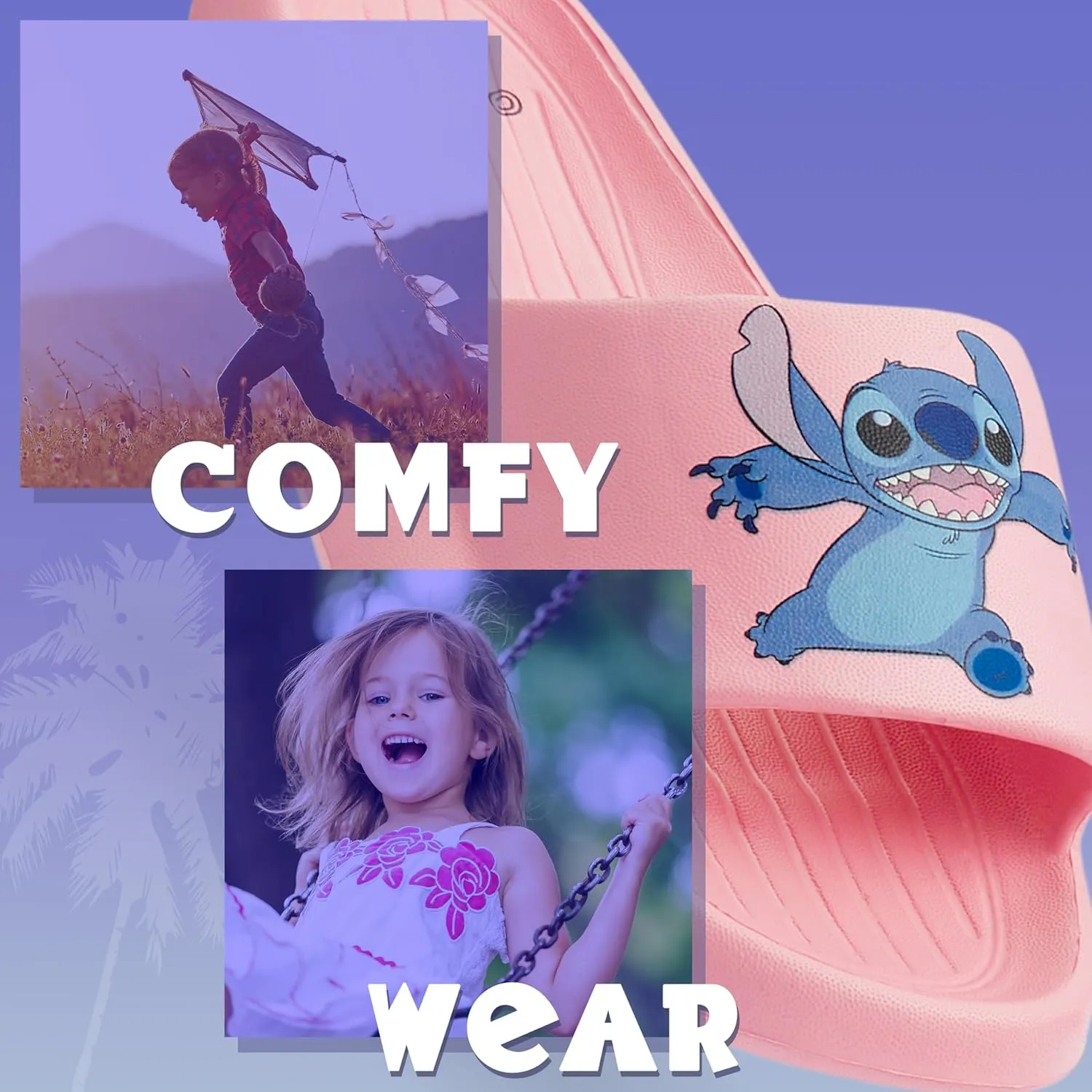 Disney Stitch Girls Sliders, Beach or Pool Shoes for Kids - Stitch Gifts
