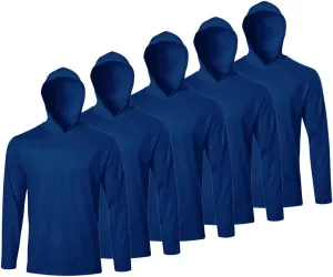 Facitisu Men Long Sleeve Tee Shirts with Hooded 5 Pack Athletic Pullover Dry Fit Sweatshirts Gym Hoodies