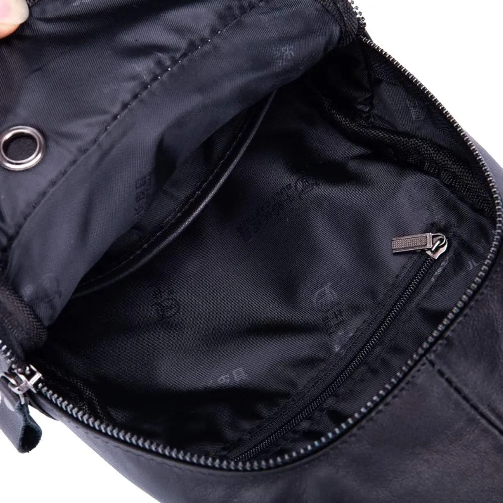 Hebetag Leather Sling Bag Crossbody Backpack for Men Women Outdoor Travel Shoulder Chest Pouch Casual Hiking Pack