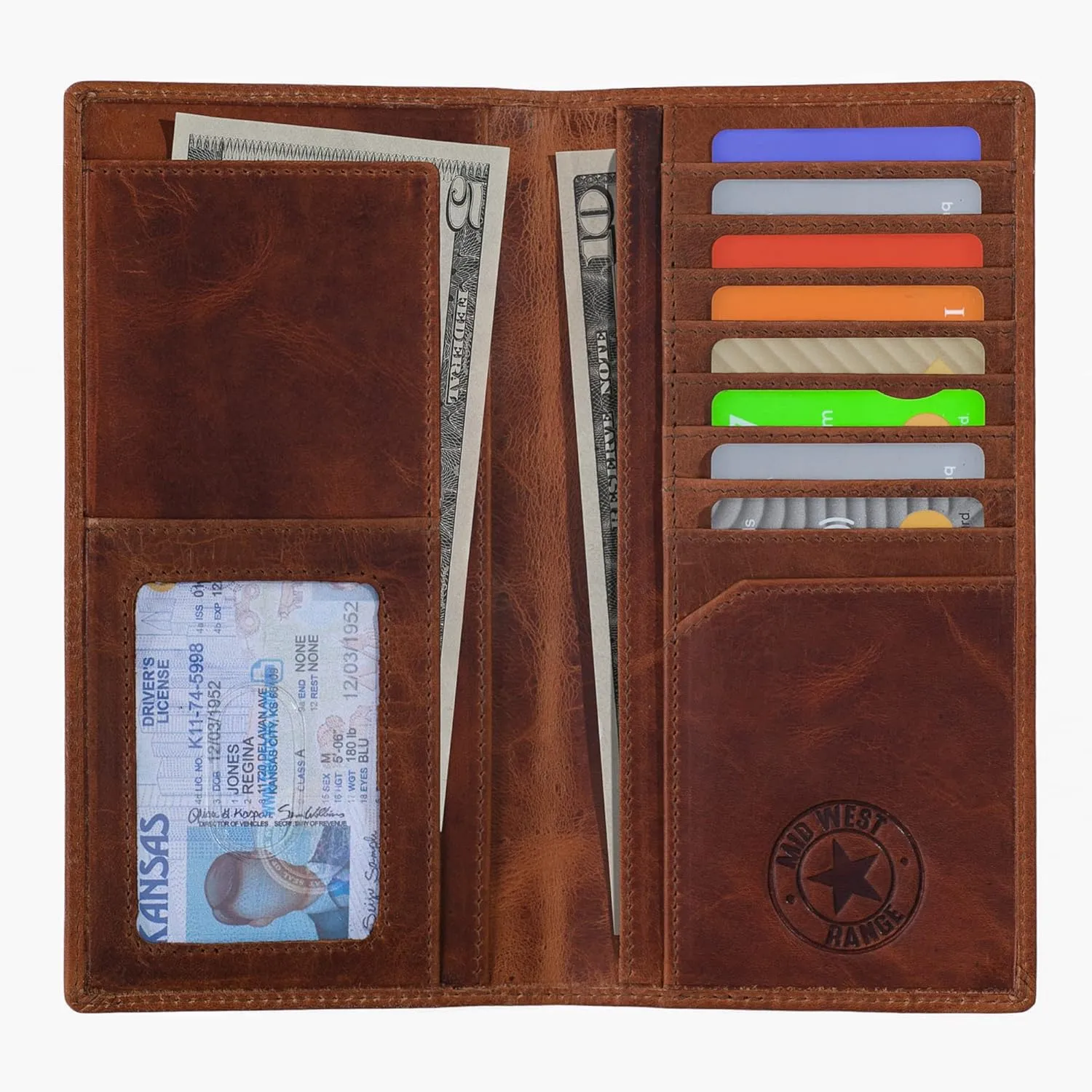 Rodeo Bull Western Wallet for Men. Full Grain Leather Checkbook Wallet. RFID Blocking Rodeo Bull Long Wallet for Men. Gift Wallet for Cowboys