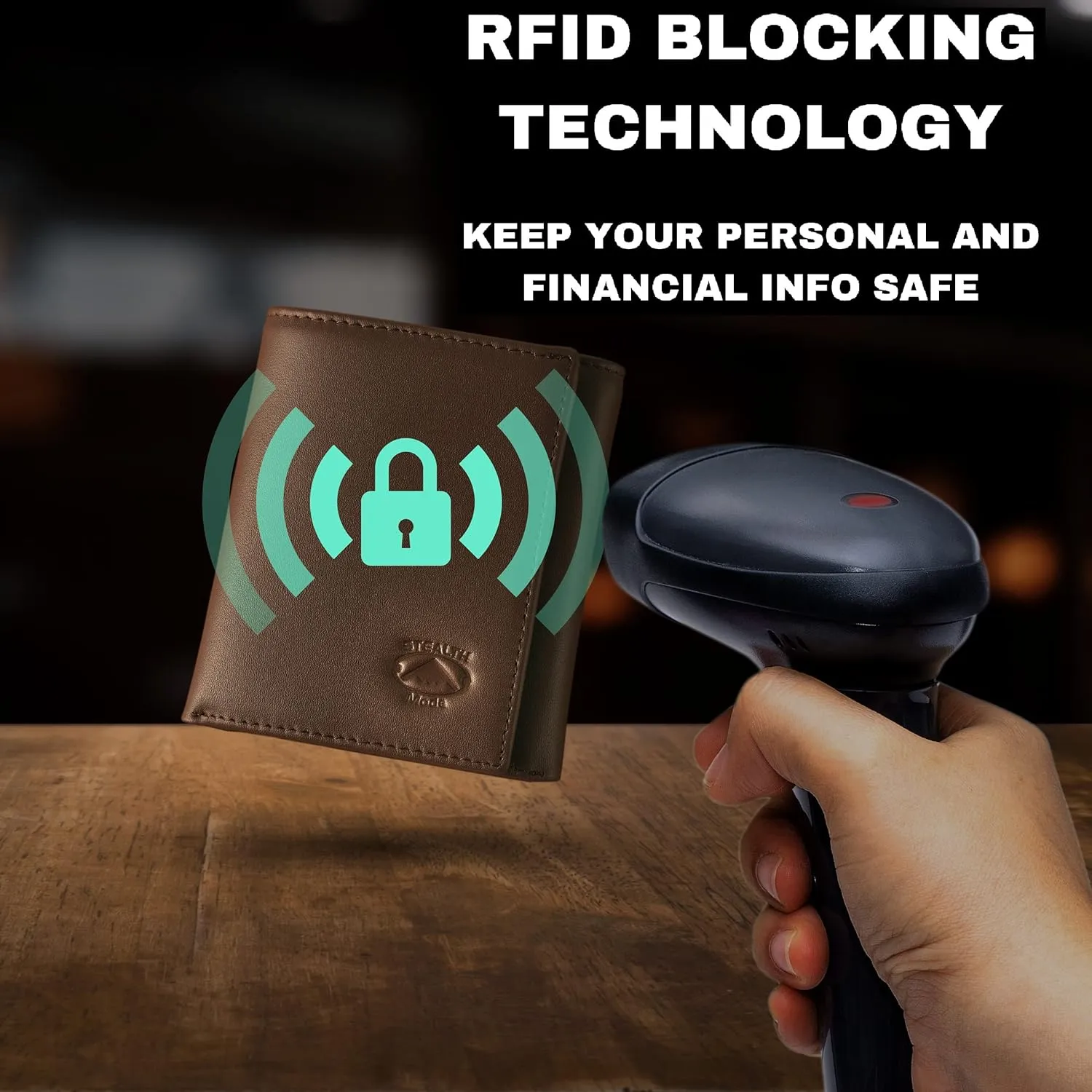 Stealth Mode Leather Trifold RFID Wallet For Men With Flip Out ID Holder
