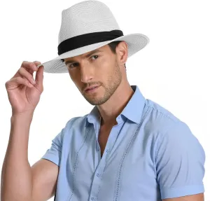 Sun Hat Straw Fedora Hats for Men Women Beach Hat Panama Hat Men Wide Brim Summer Hats UPF80 