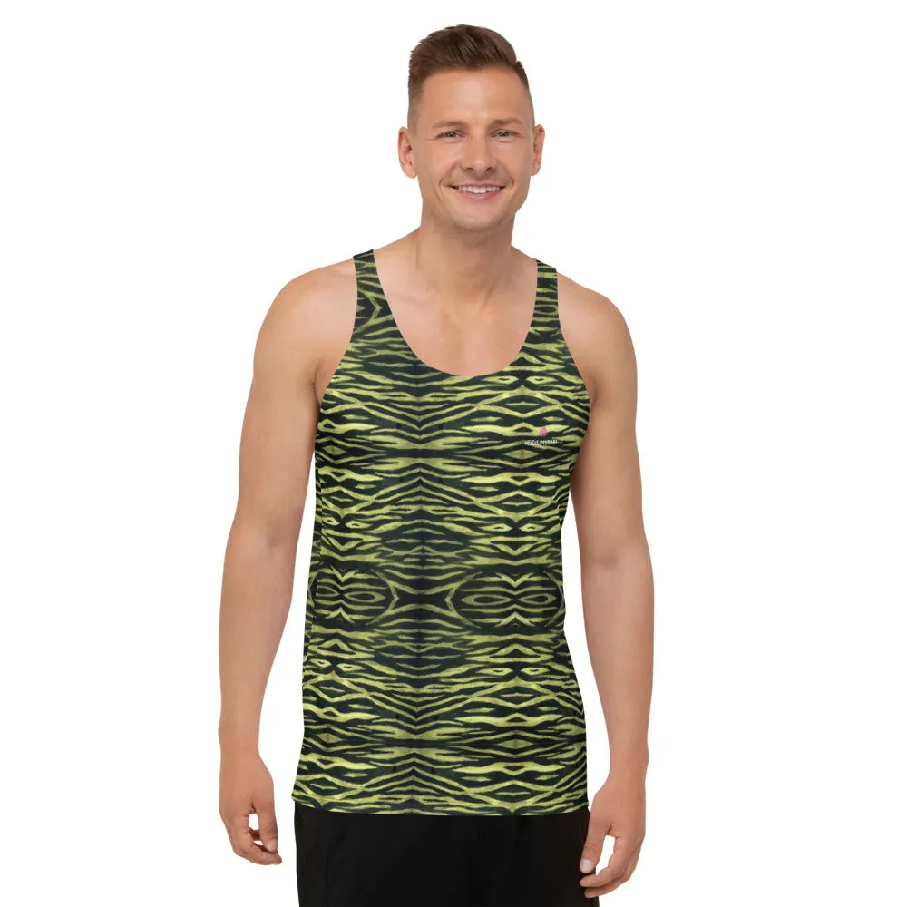 Yellow Tiger Striped Tank Top, Unisex Adult's Tanks For Men or Women-Made in USA/EU/MX