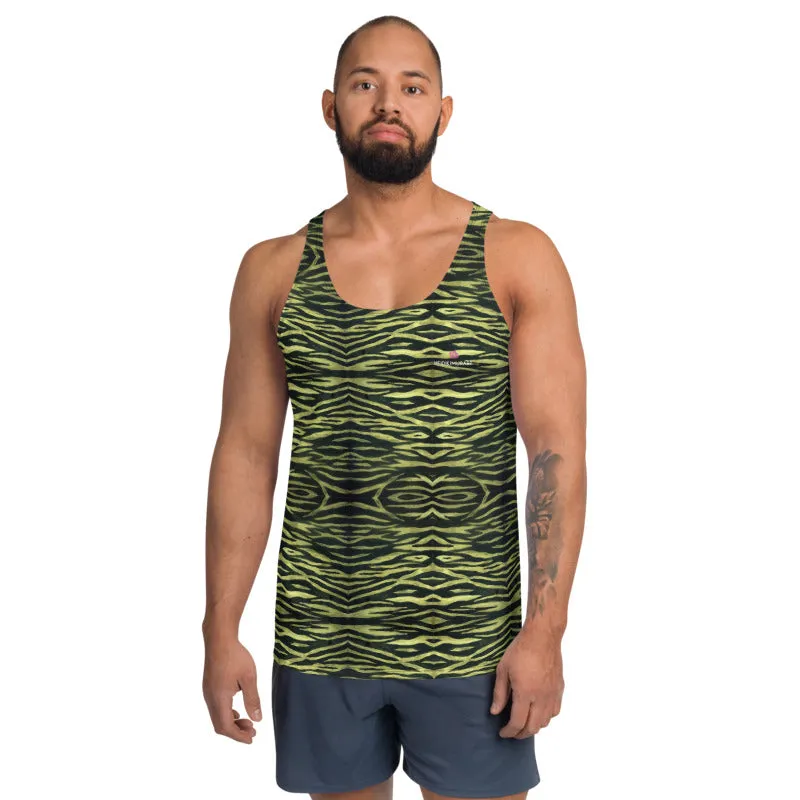 Yellow Tiger Striped Tank Top, Unisex Adult's Tanks For Men or Women-Made in USA/EU/MX