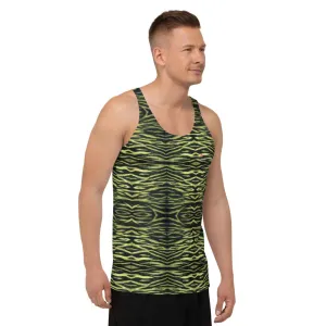 Yellow Tiger Striped Tank Top, Unisex Adult's Tanks For Men or Women-Made in USA/EU/MX