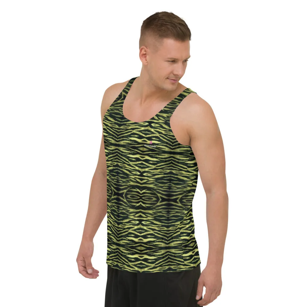 Yellow Tiger Striped Tank Top, Unisex Adult's Tanks For Men or Women-Made in USA/EU/MX