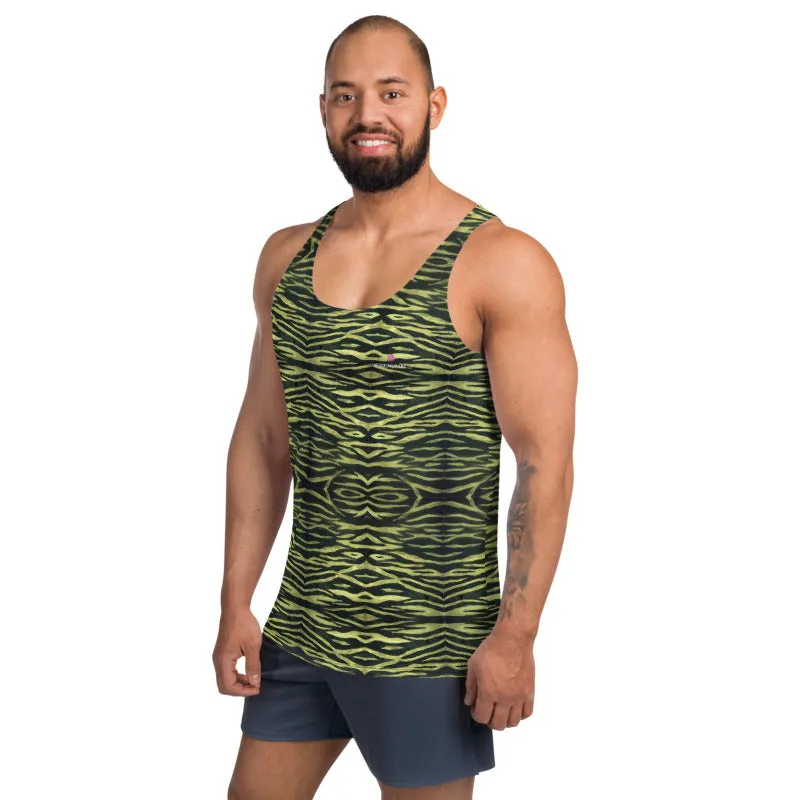 Yellow Tiger Striped Tank Top, Unisex Adult's Tanks For Men or Women-Made in USA/EU/MX