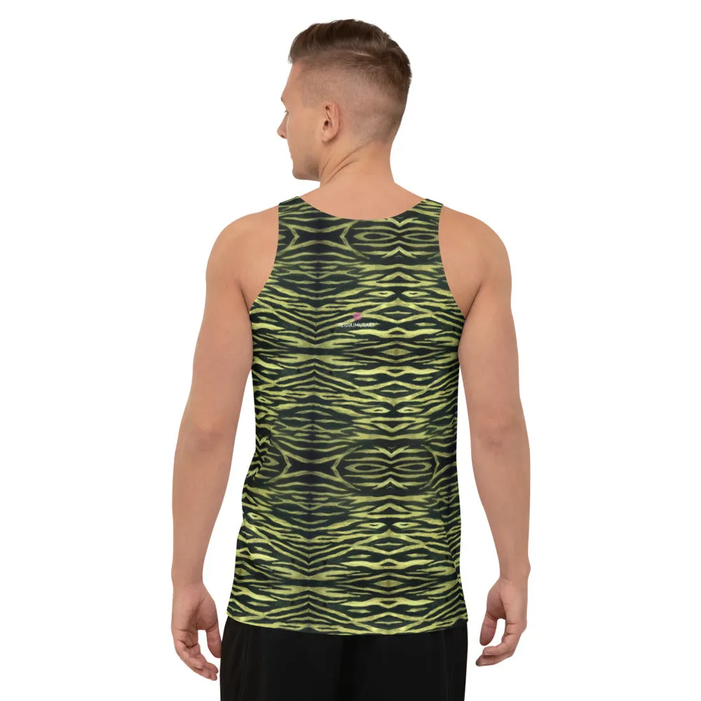 Yellow Tiger Striped Tank Top, Unisex Adult's Tanks For Men or Women-Made in USA/EU/MX
