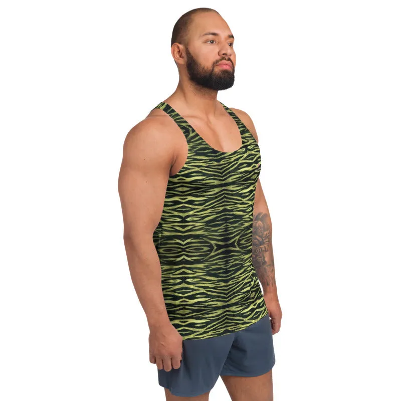Yellow Tiger Striped Tank Top, Unisex Adult's Tanks For Men or Women-Made in USA/EU/MX